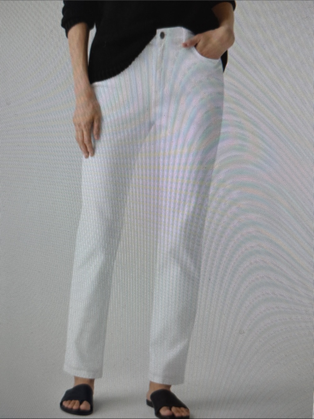 Eileen Fisher Summer Lightweight White Organic Cotton Slim Jean Full Length 8P